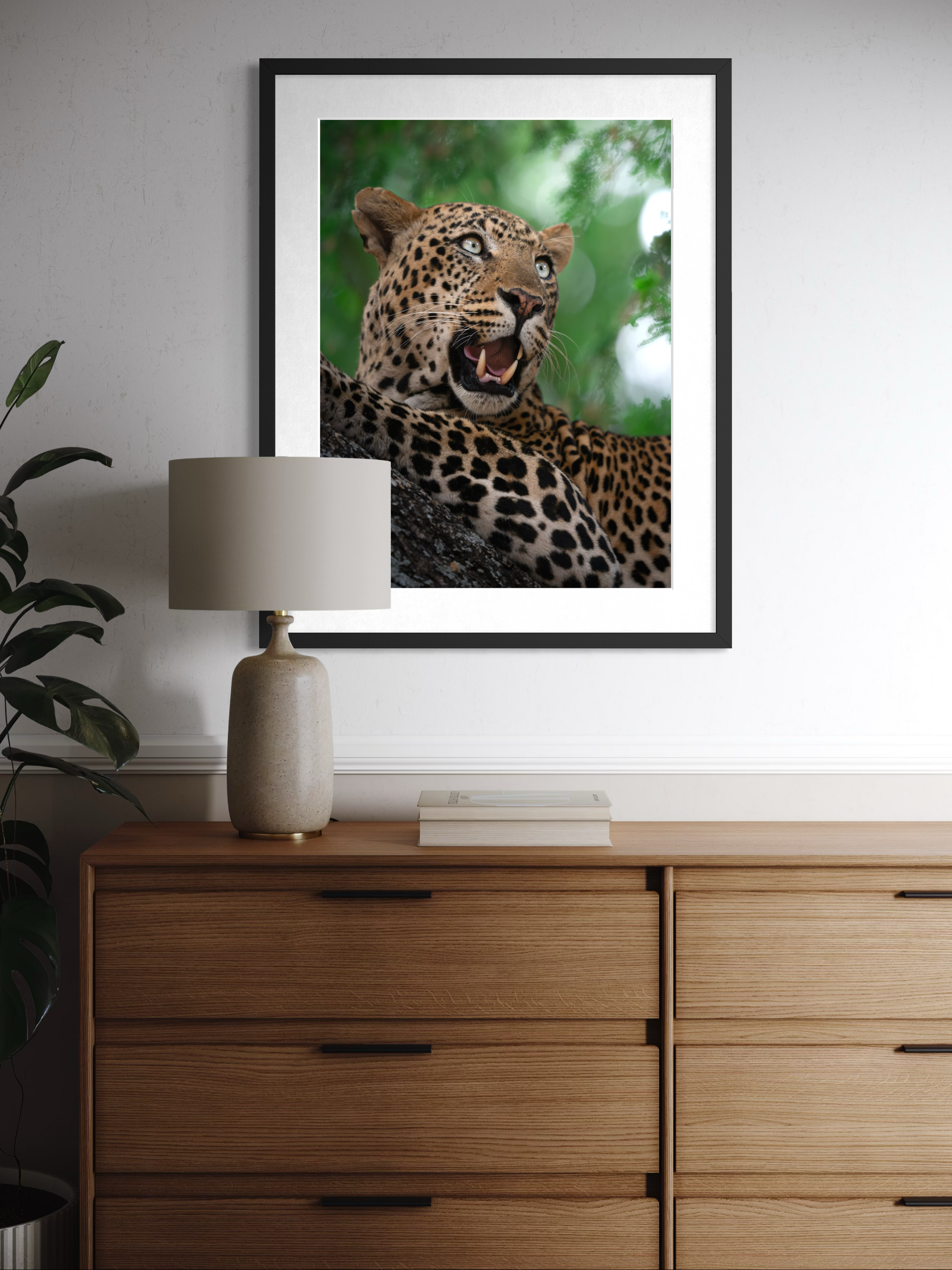 Quadro Da Parete Animale Leopardo, Stampa Su Legno MDF, 30 X 21 Cm - KUSTOM ART, Serie Animali, Decorazione Moderna Per Soggiorno